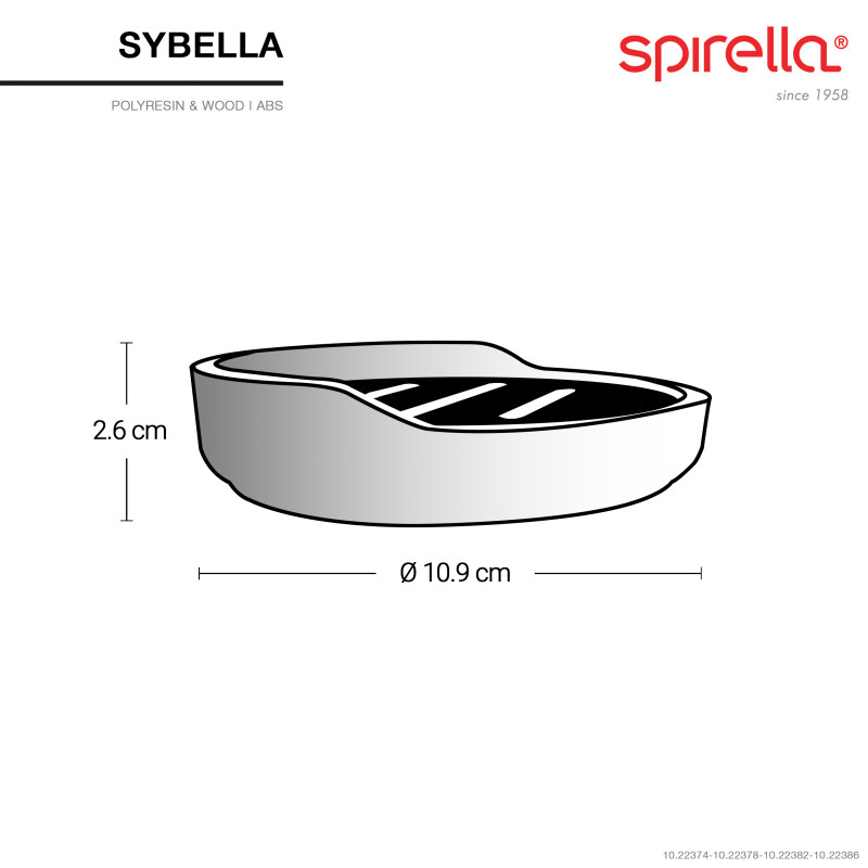 Polyresin & wood soap dish SYBELLA white Spirella