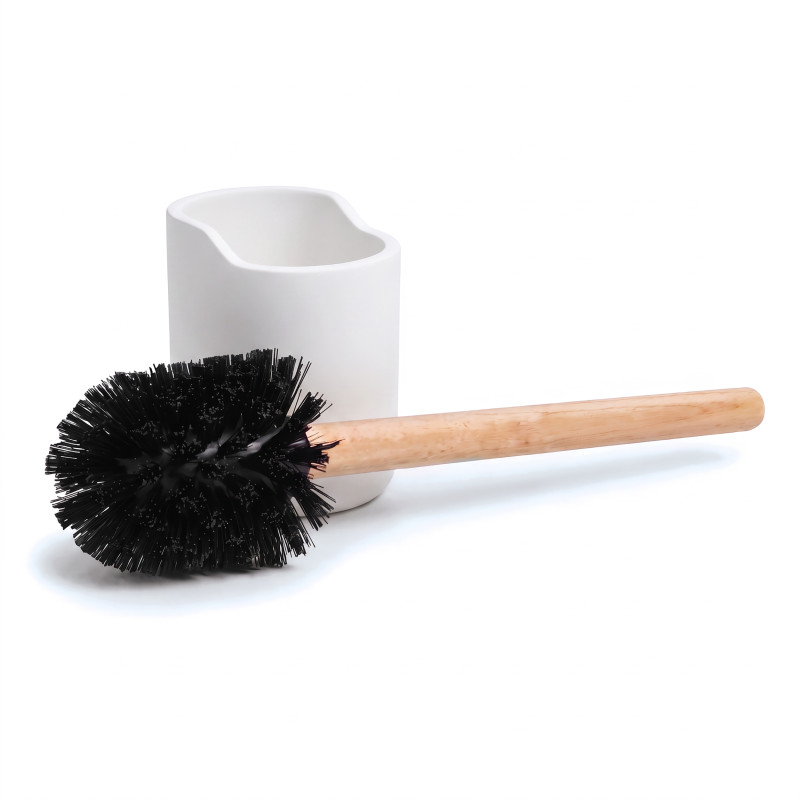 Toilet brush with polyresin & wood holder SYBELLA white Spirella