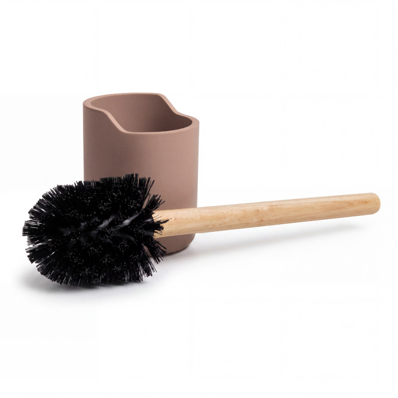 Scopino con supporto in poliresina e legno SYBELLA cappuccino Spirella