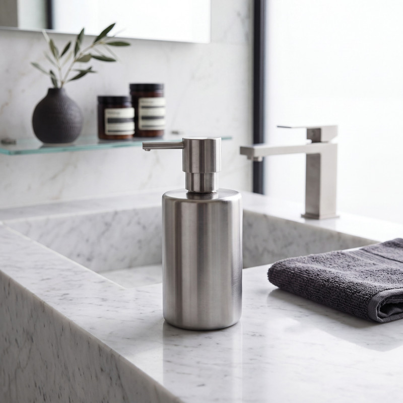 Soap dispenser Ceramic TUBE-MATT Matte silver Spirella
