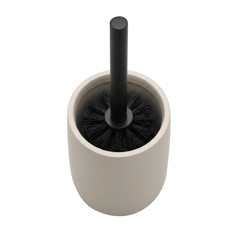 ZAC Toilet Brush in Polyresin – matte greige finish, modern and minimalist design