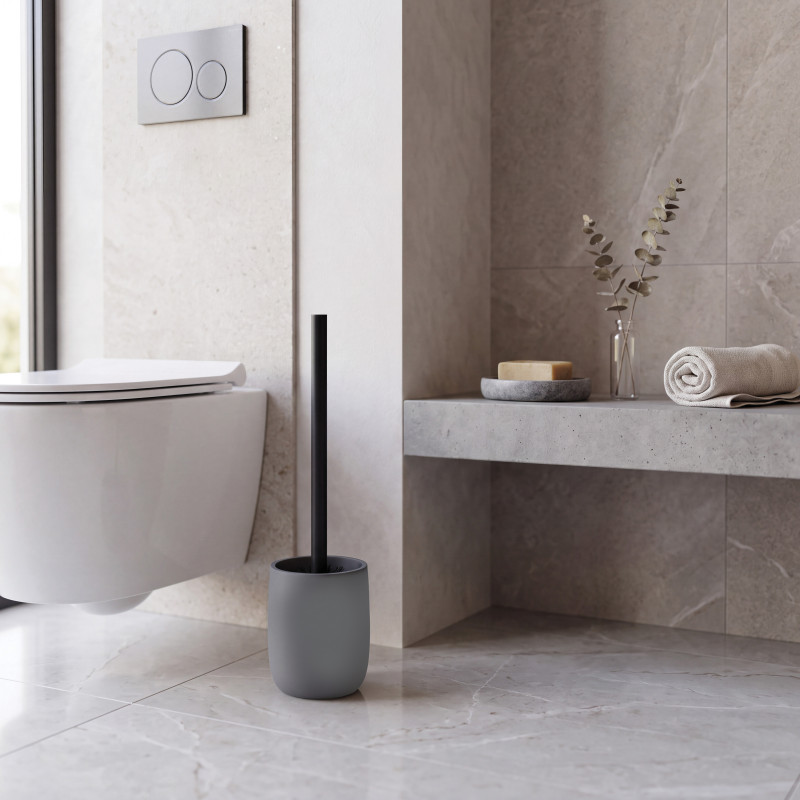 ZAC Toilet Brush in Polyresin – matte charcoal finish, modern and minimalist design