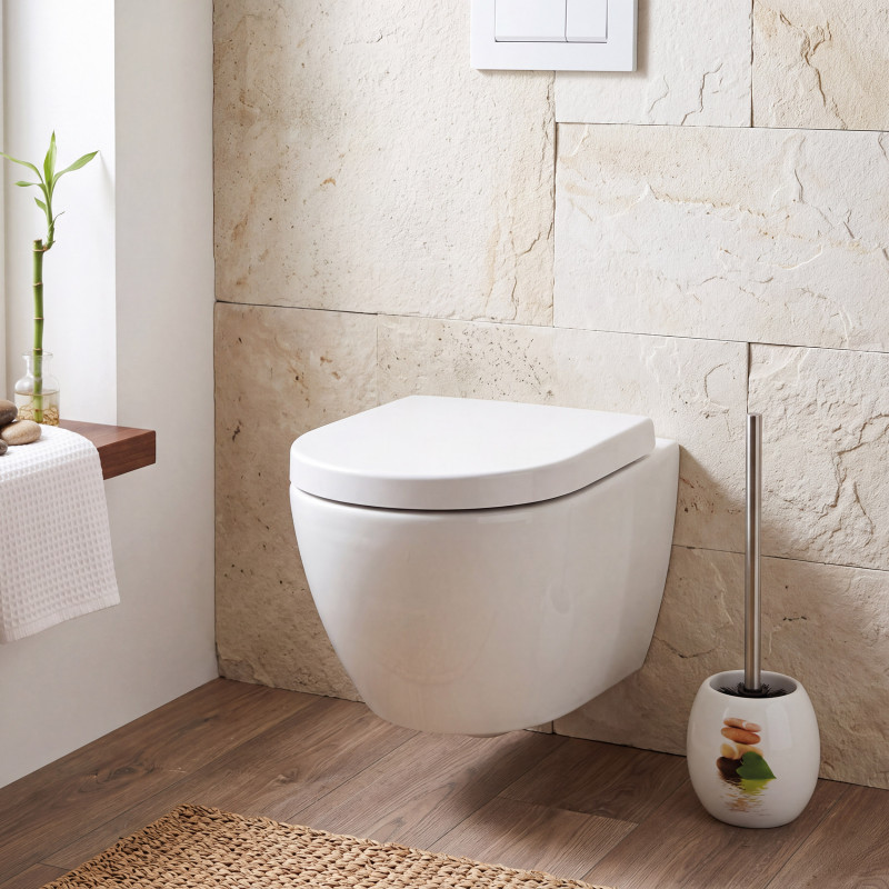 Escobillero con soporte cerámico JAVA LINGGA Decoración Blanca MSV