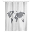 MSV Duschvorhang Polyester WORLD 180x200cm PREMIUM QUALITÄT Grau & Weiß - Ringe inklusive