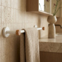Porte serviettes mural en Acier & Bambou IANA Blanc mat MSV