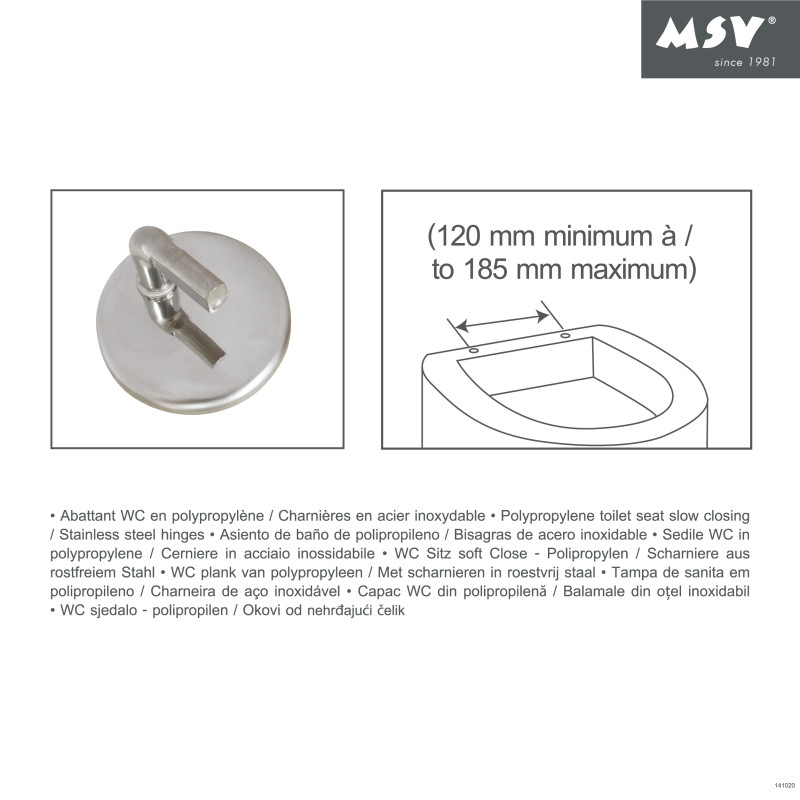 Toilet seat White - Stainless Steel Hinges MSV