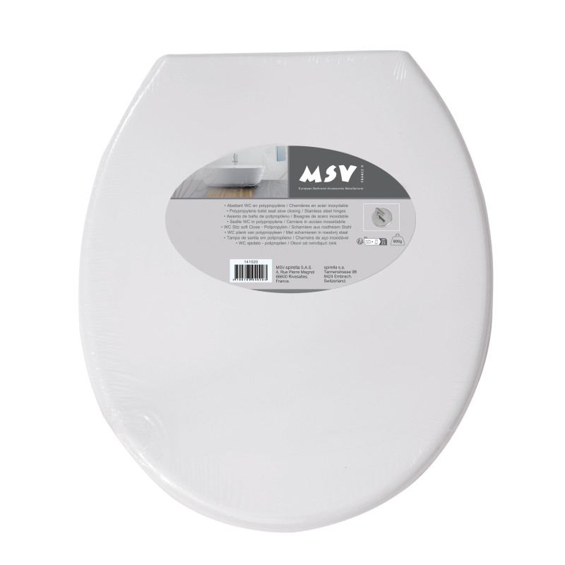 Sedile WC in PP bianco - Cerniere in acciaio inossidabile MSV