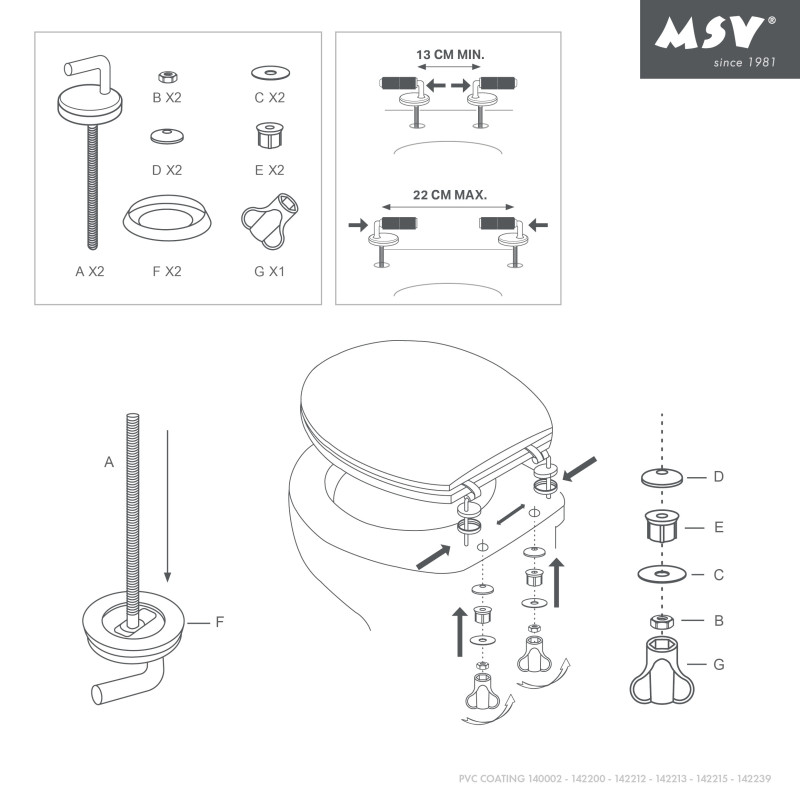 Abattant wc MDF en Décor Pin Marron - Charnières Inox MSV