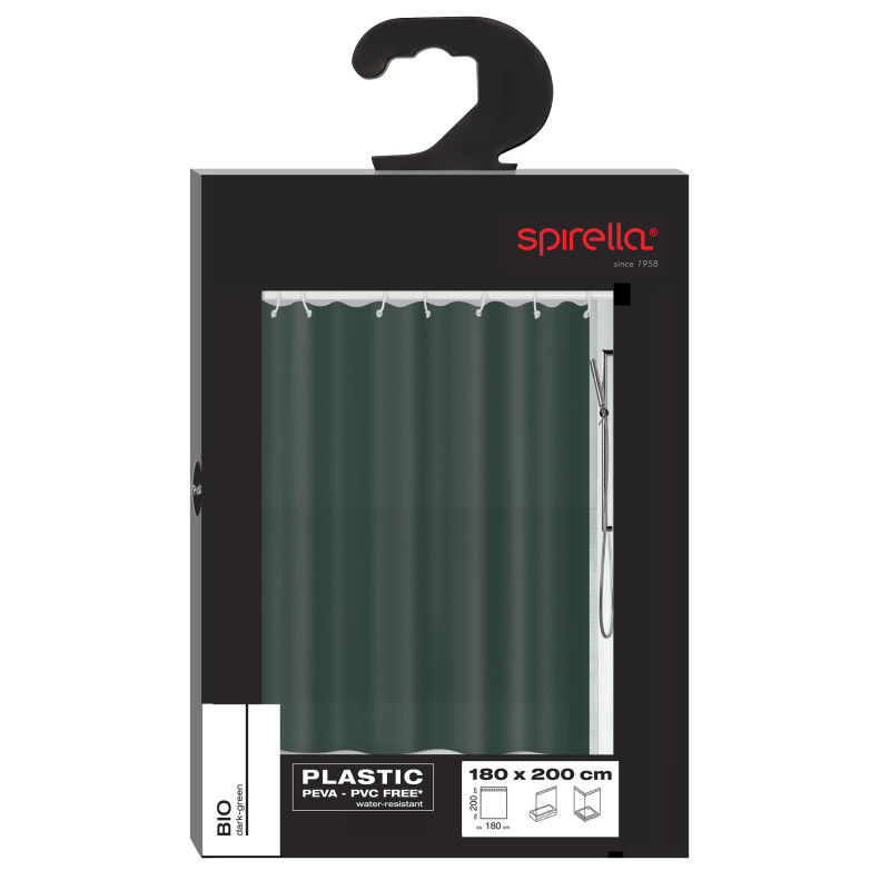 PEVA shower curtain BIO 180x200cm Spirella Dark Green