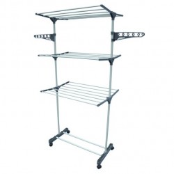 MSV Tower 3 Tier Clothes Drying Rack with Wheels 15.5M in Steel