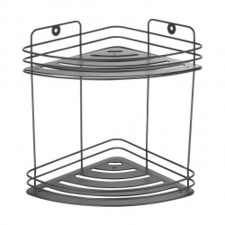 MSV Shower corner shelf 2 levels to be fixed KERY Steel Black Matt