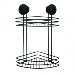 MSV Shower corner shelf 2 levels with suction cups Steel Black Matt