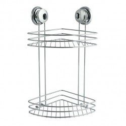 MSV Shower corner shelf 2 levels with suction cups Chrome Steel