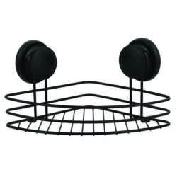MSV Estante de Ducha de esquina con ventosas Matt Black Steel MSV