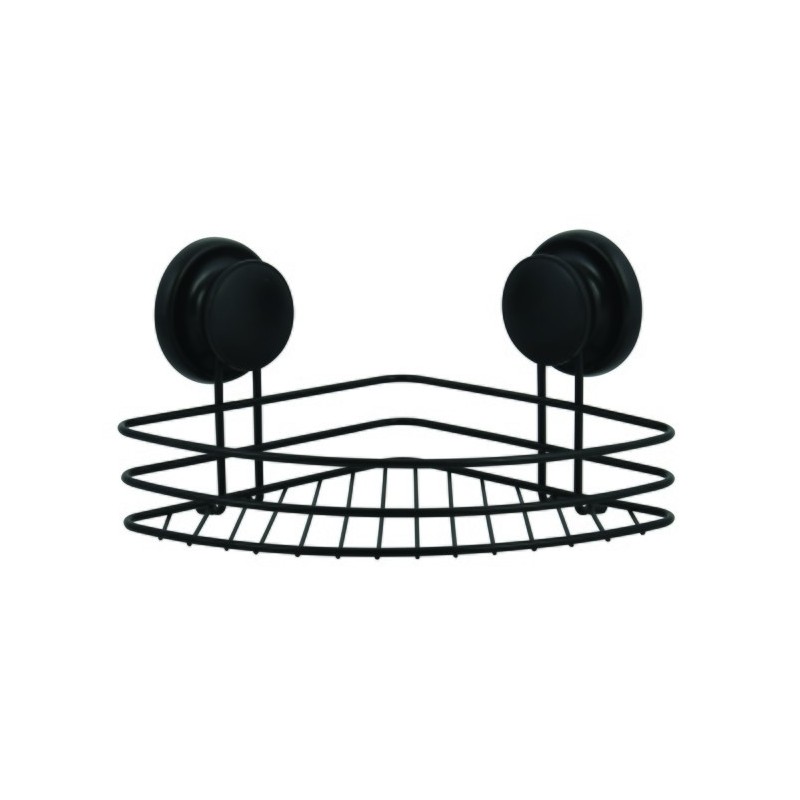 MSV Estante de Ducha de esquina con ventosas Matt Black Steel MSV