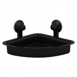 MSV Estante de Ducha de esquina con ventosas PVC Negro Mate MSV